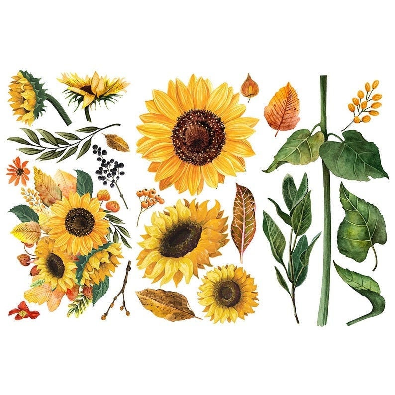 SAME DAY SHIPPING! Sunflower Afternoon transfer by Redesign with Prima 6"x12" - belleandbeau850