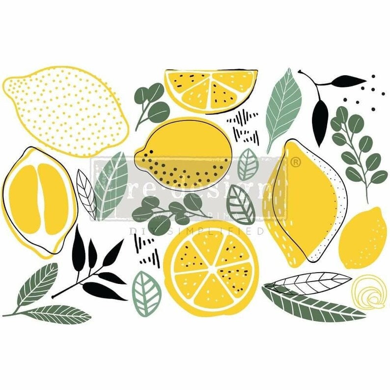 Lemon transfer by Redesign with Prima 6"x12" - Same Day Shipping - Rub on Transfers - Small Transfers - Furniture Decals - Lemon Decor - belleandbeau850