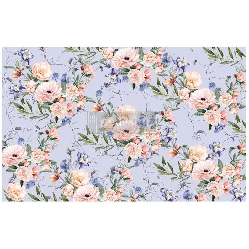 Lavender Fleur Decoupage tissue paper 1 sheet Redesign by Prima - Same Day Shipping - Furniture Decoupage - Decor Decoupage - Mulberry Paper - belleandbeau850