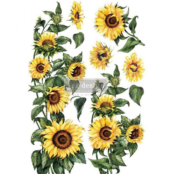 NEW! Sunflower transfer by Redesign with Prima 24"x35" - Same Day Shipping - Rub on Transfers - Decor Transfer - Furniture Transfer - belleandbeau850