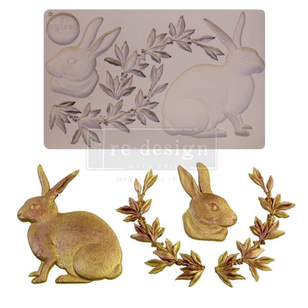 Meadow Hare ReDesign With Prima Decor Mould - Same Day Shipping - Silicone Mold - Resin Mold - Candy Mold - Furniture Mould - Bunnies - belleandbeau850