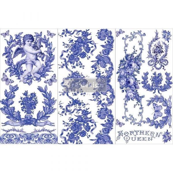 NEW! French Blue small transfer by Redesign with Prima 6"x12" - Same Day Shipping - Rub On transfers - Decor transfers - furniture transfers - belleandbeau850