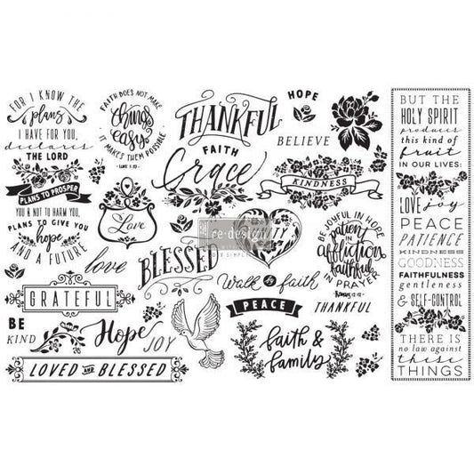 Thankful & Blessed Decoupage tissue paper 2 sheets Redesign with Prima - Same Day Shipping - Mulberry Paper - Furniture Decoupage Paper - belleandbeau850